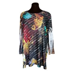 Jess & Jane Tiered Colorful Art To Wear Plus Size Top Tunic